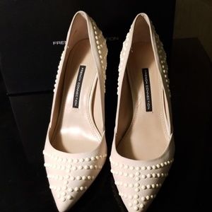 Beaded French Connection  winter white heels